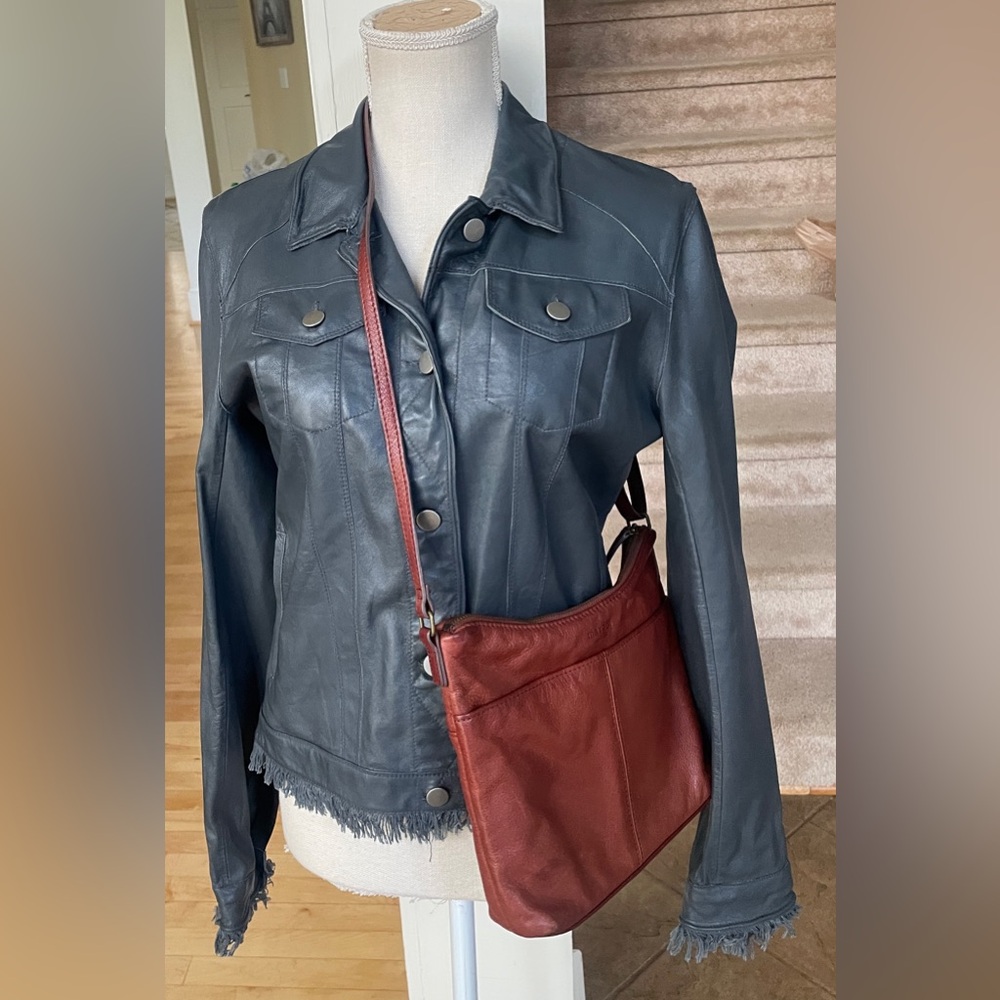 Margot Chesnut Brown Leather Crossbody Shoulder Bag